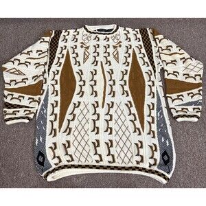 Vintage Bergati Sweater Coogi Style 3D Knit Men's 3XL Multicolor.
